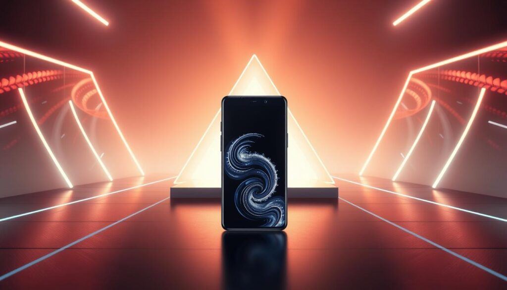 Galaxy S25 - a high-tech introduction to the latest Samsung Galaxy S25 smartphone, showcasing its sleek design and powerful features. The device is prominently displayed in the foreground, bathed in a dramatic, futuristic lighting setup that accentuates its cutting-edge aesthetics. The mid-ground features a minimalist, angular backdrop that suggests the smartphone's advanced technical capabilities, while the background is composed of a captivating, swirling galaxy motif that resonates with the "Galaxy" branding. The overall composition conveys a sense of innovation, sophistication, and the sheer technological prowess of the Galaxy S25.